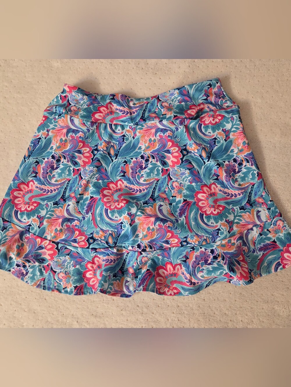NWOT GOTTEX multicolor floral ruffled SKORT size S